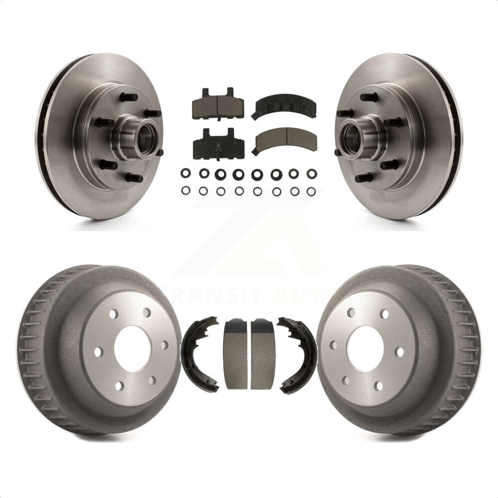 Front Rear Disc Brake Rotors Hub Assembly Ceramic Pads And Drum Kit For C2500 Chevrolet GMC With 7200 Lb GVW 11-5/32" Diameter K8C-102781 by Transit Auto