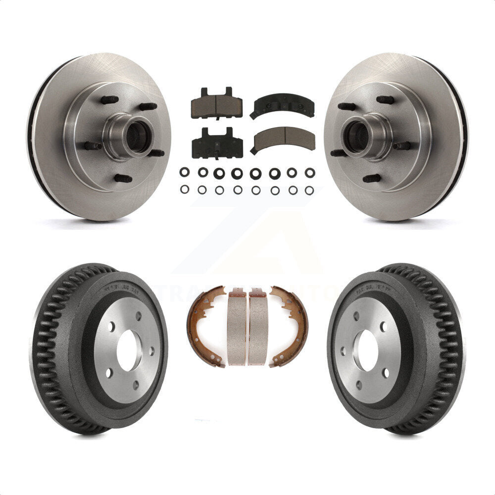 Front Rear Disc Brake Rotors Hub Assembly Ceramic Pads And Drum Kit For 1994-1999 Dodge Ram 1500 RWD K8C-102782 by Transit Auto