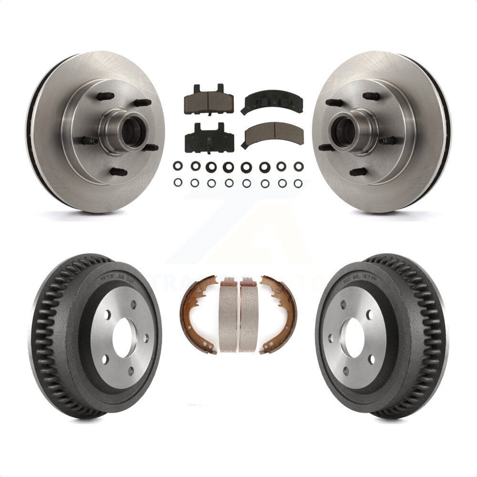 Front Rear Disc Brake Rotors Hub Assembly Ceramic Pads And Drum Kit For 1994-1999 Dodge Ram 1500 RWD K8C-102782 by Transit Auto