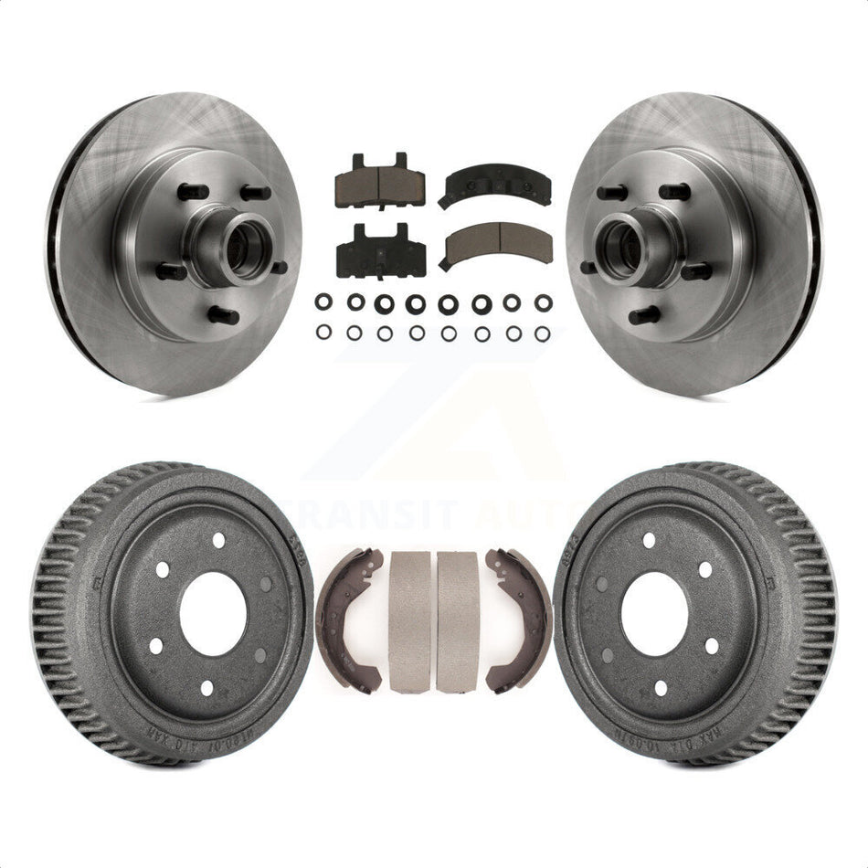 Front Rear Disc Brake Rotors Hub Assembly Ceramic Pads And Drum Kit For GMC Yukon RWD With 10" Diameter 6 Lug Wheels K8C-102784 by Transit Auto