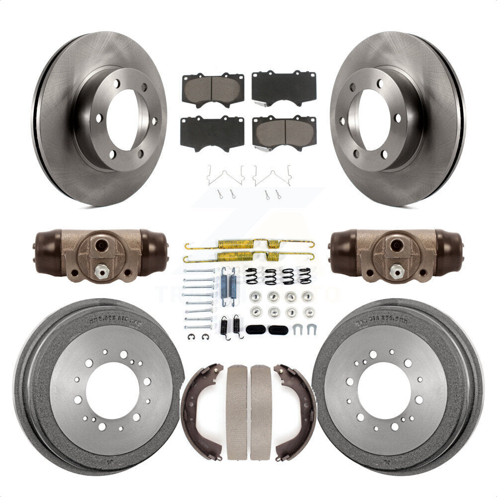 Front Rear Disc Brake Rotors Ceramic Pads And Drum Kit (9Pc) For 2000-2002 Toyota Tundra 5.3" Plate Length K8C-102801 by Transit Auto