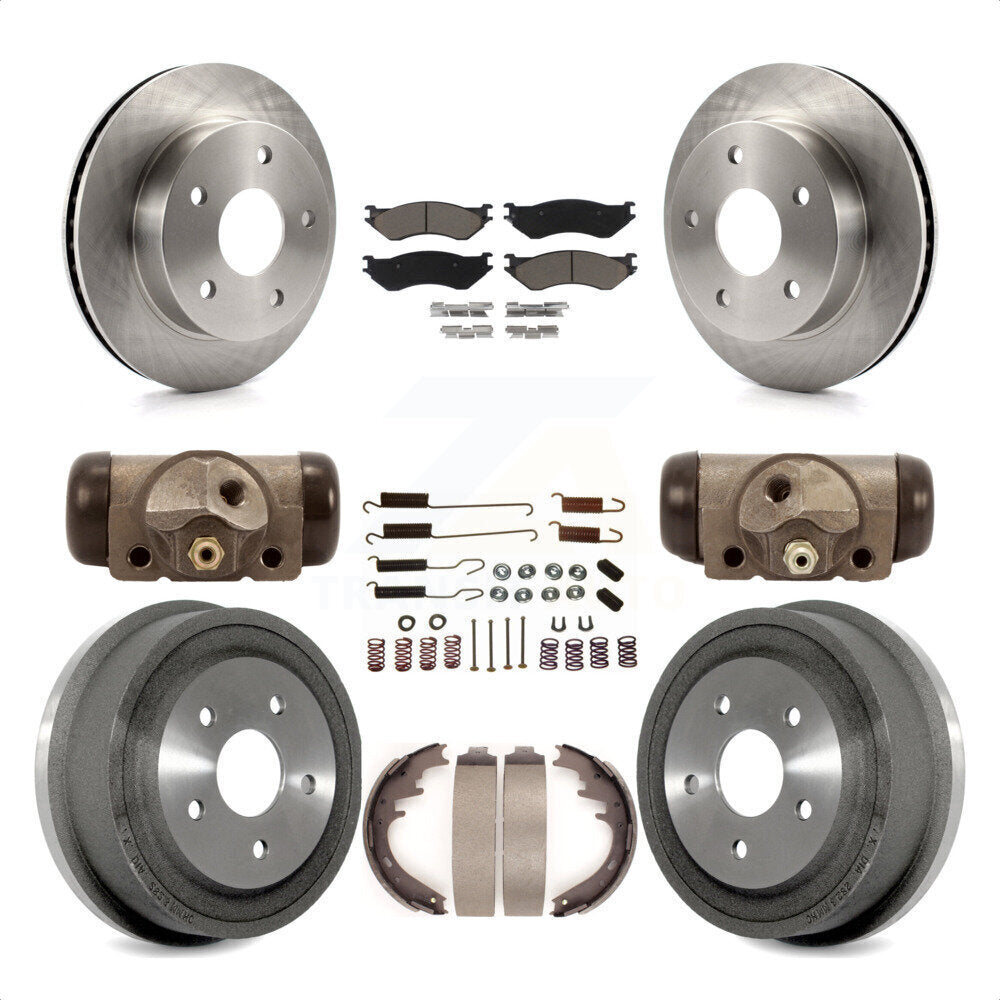 Front Rear Disc Brake Rotors Ceramic Pads And Drum Kit (9Pc) For 2000-2001 Dodge Ram 1500 4WD K8C-102830 by Transit Auto