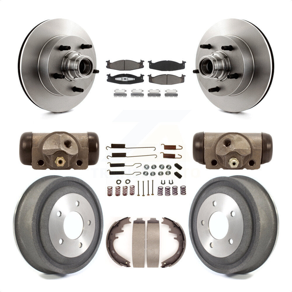 Front Rear Disc Brake Rotors Ceramic Pads And Drum Kit (9Pc) For Ford E-150 Econoline Club Wagon K8C-102847 by Transit Auto