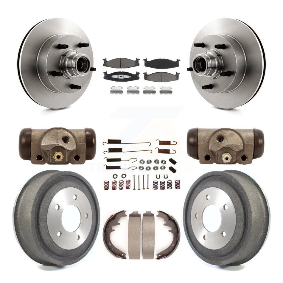 Front Rear Disc Brake Rotors Ceramic Pads And Drum Kit (9Pc) For Ford E-150 Econoline Club Wagon K8C-102847 by Transit Auto