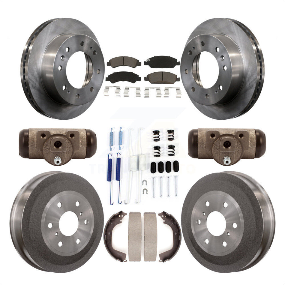 Front Rear Disc Brake Rotors Ceramic Pads And Drum Kit (9Pc) For 2011 Chevrolet Silverado 1500 Hybrid With 7000 Lb GVW K8C-102866 by Transit Auto