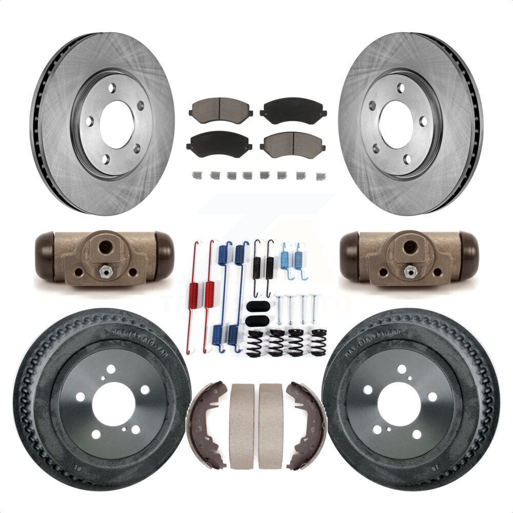 Front Rear Disc Brake Rotors Ceramic Pads And Drum Kit (9Pc) For Dodge Grand Caravan Chrysler Voyager K8C-102888 by Transit Auto