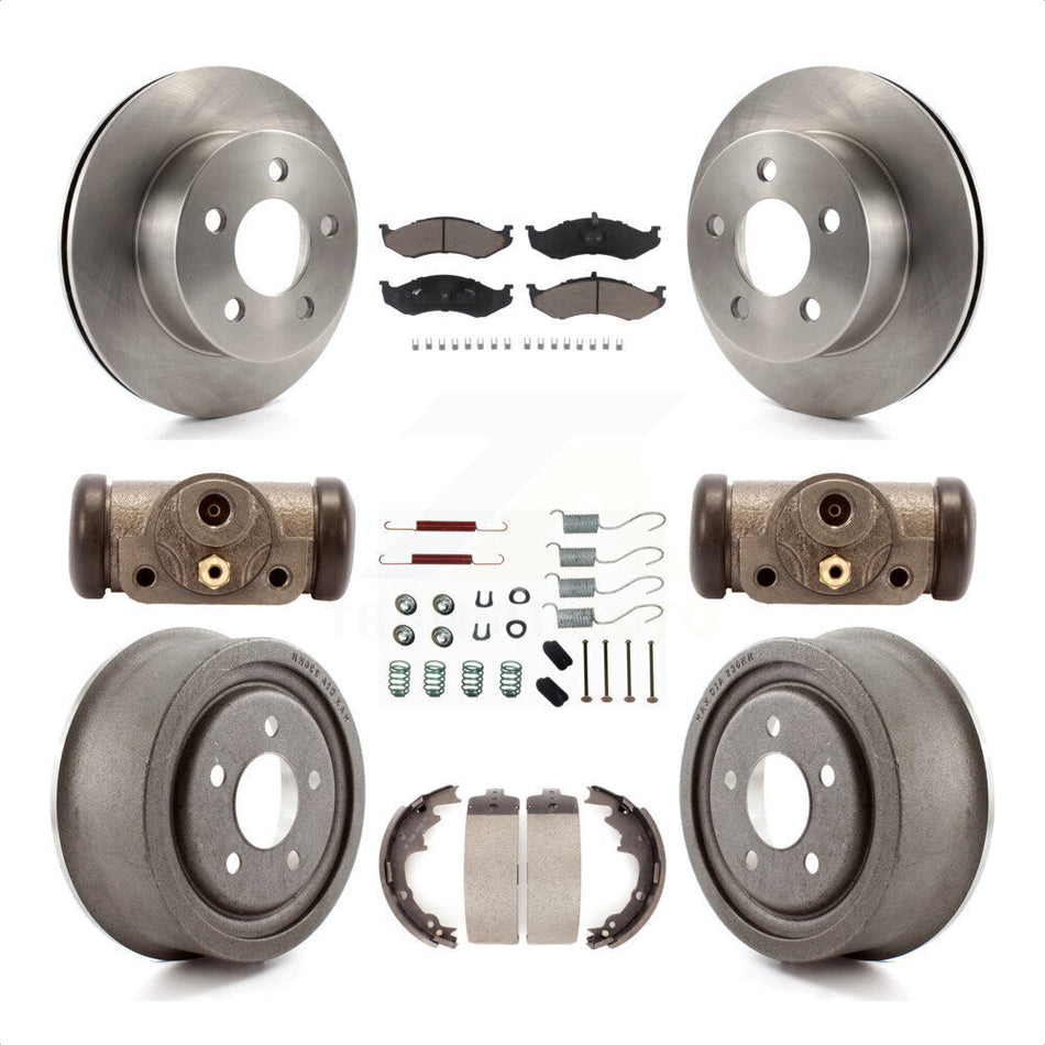 Front Rear Disc Brake Rotors Ceramic Pads And Drum Kit (9Pc) For Jeep Wrangler TJ K8C-102891 by Transit Auto