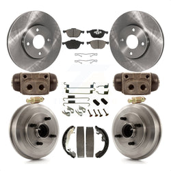 Front Rear Disc Brake Rotors Ceramic Pads And Drum Kit (9Pc) For 2005-2007 Ford Focus Wheel Bearing Includes K8C-102896