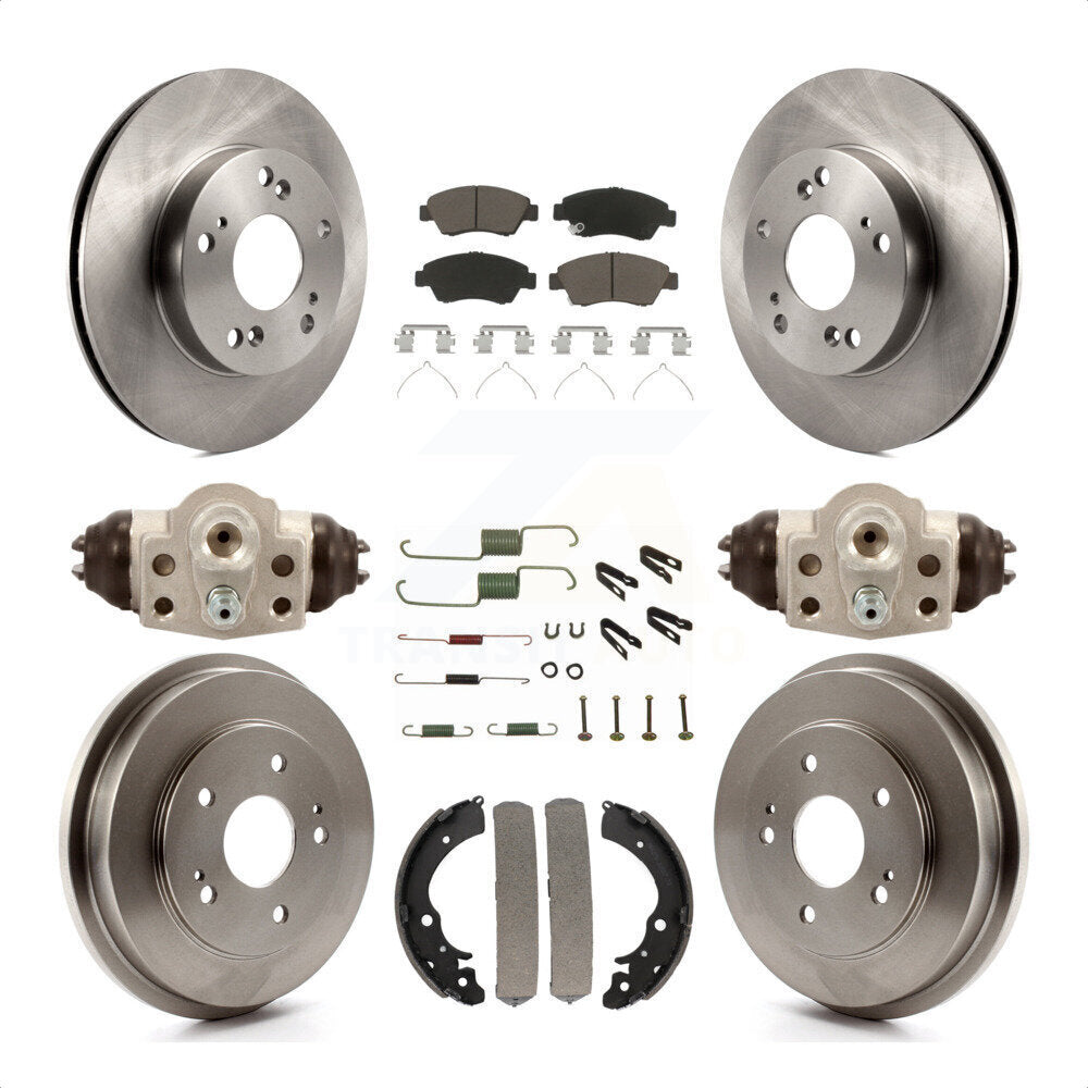 Front Rear Disc Brake Rotors Ceramic Pads And Drum Kit (9Pc) For Honda Civic K8C-102901 by Transit Auto