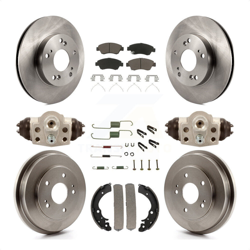 Front Rear Disc Brake Rotors Ceramic Pads And Drum Kit (9Pc) For Honda Civic K8C-102901 by Transit Auto