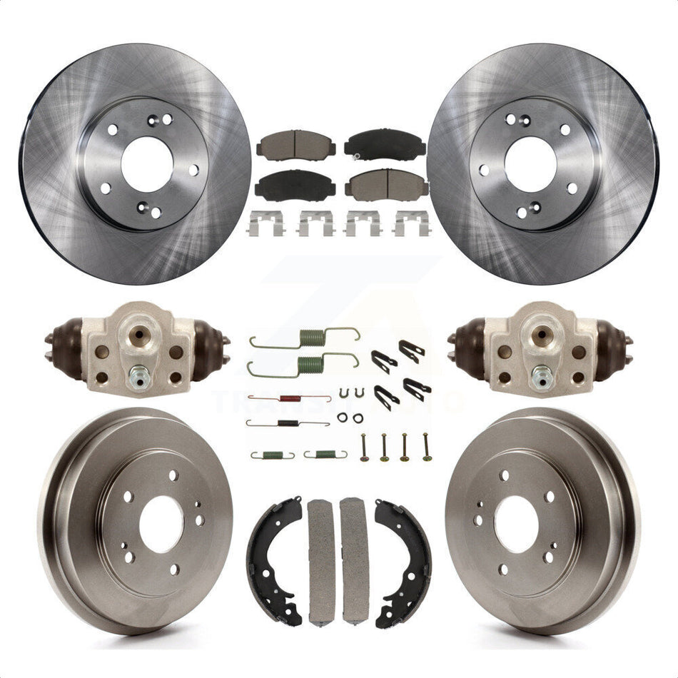 Front Rear Disc Brake Rotors Ceramic Pads And Drum Kit (9Pc) For Honda Civic GX K8C-102903 by Transit Auto