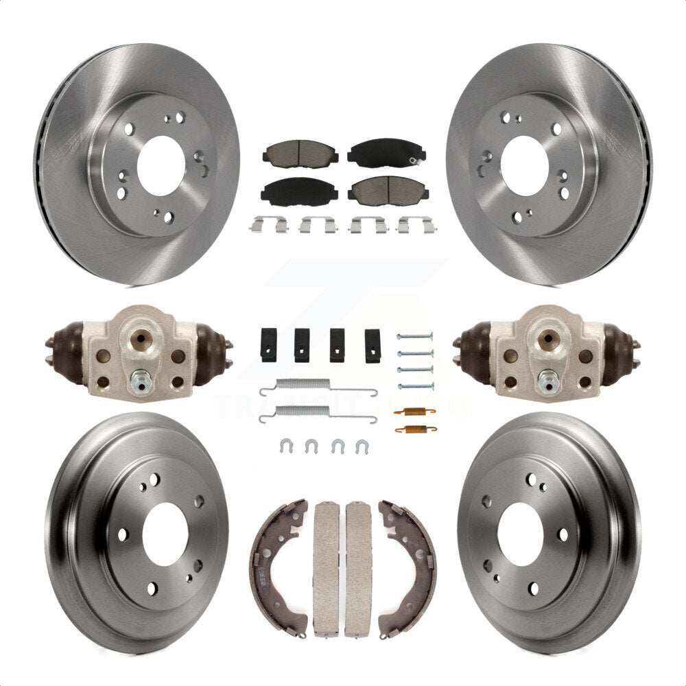 Front Rear Disc Brake Rotors Ceramic Pads And Drum Kit (9Pc) For Honda Civic K8C-102904 by Transit Auto