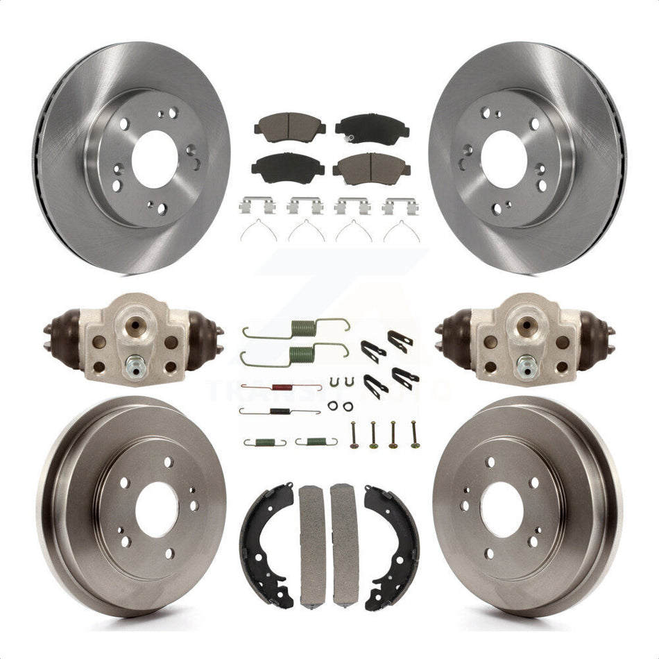 Front Rear Disc Brake Rotors Ceramic Pads And Drum Kit (9Pc) For 2006-2008 Honda Civic Hybrid K8C-102905 by Transit Auto