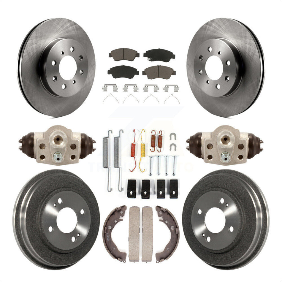 Front Rear Disc Brake Rotors Ceramic Pads And Drum Kit (9Pc) For Honda Fit K8C-102925 by Transit Auto