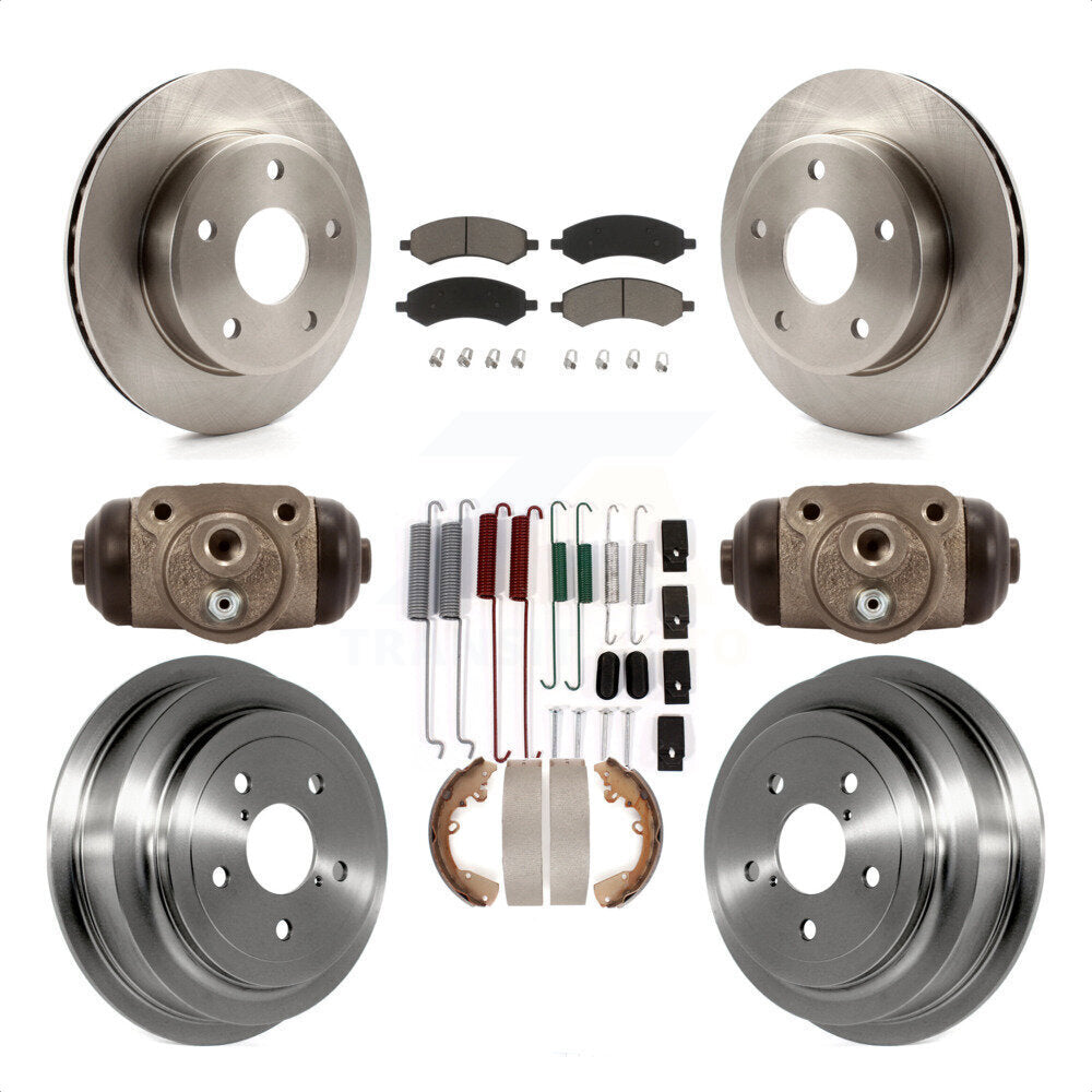 Front Rear Disc Brake Rotors Ceramic Pads And Drum Kit (9Pc) For Dakota Dodge Ram Mitsubishi Raider K8C-102962 by Transit Auto