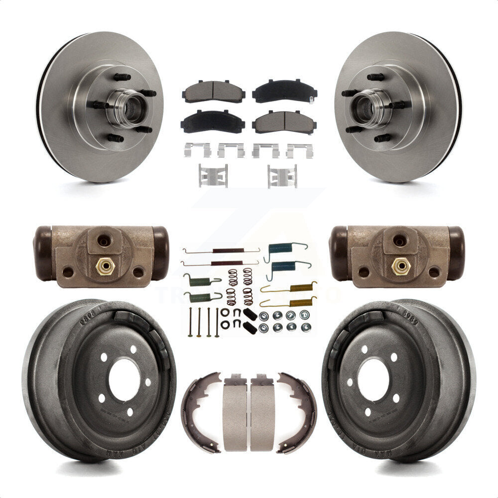 Front Rear Disc Brake Rotors Ceramic Pads And Drum Kit (9Pc) For Ford Ranger With 10" Diameter K8C-102972 by Transit Auto