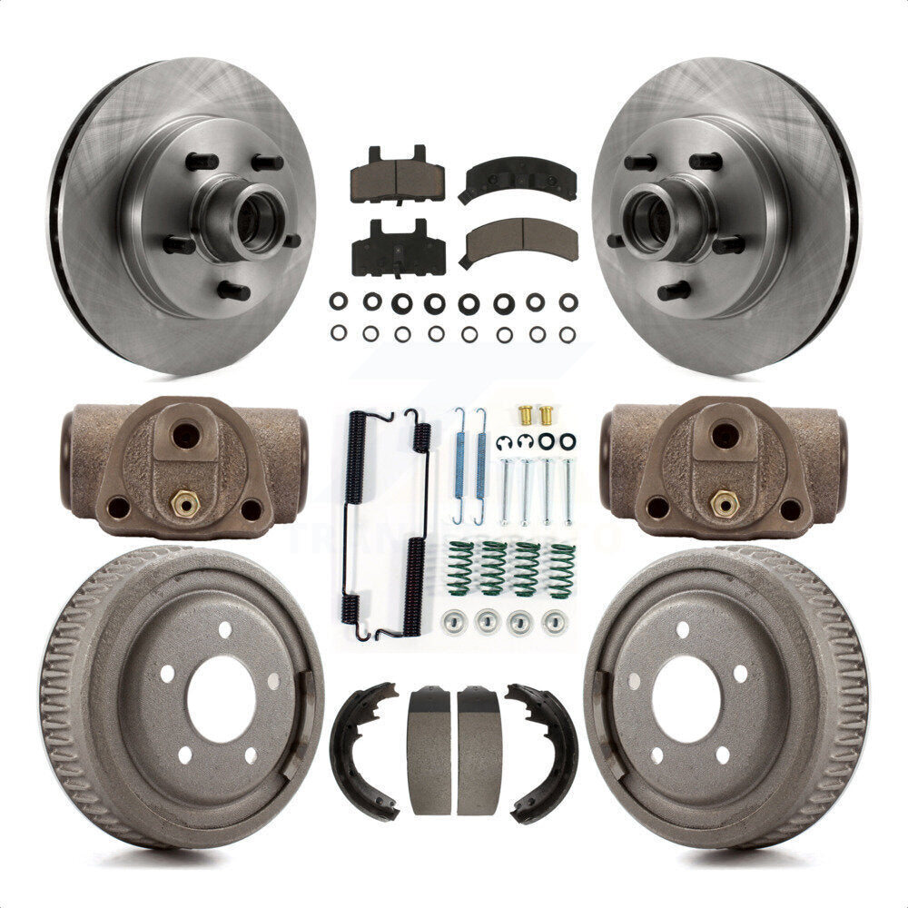 Front Rear Disc Brake Rotors Ceramic Pads And Drum Kit (9Pc) For 1997 Chevrolet C1500 Suburban GAS engine With 10" Diameter K8C-102976 by Transit Auto