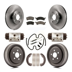 Front Rear Disc Brake Rotors Ceramic Pads And Drum Kit (9Pc) For 2003 Chevrolet Cavalier With 225mm x 45mm Size K8C-103078