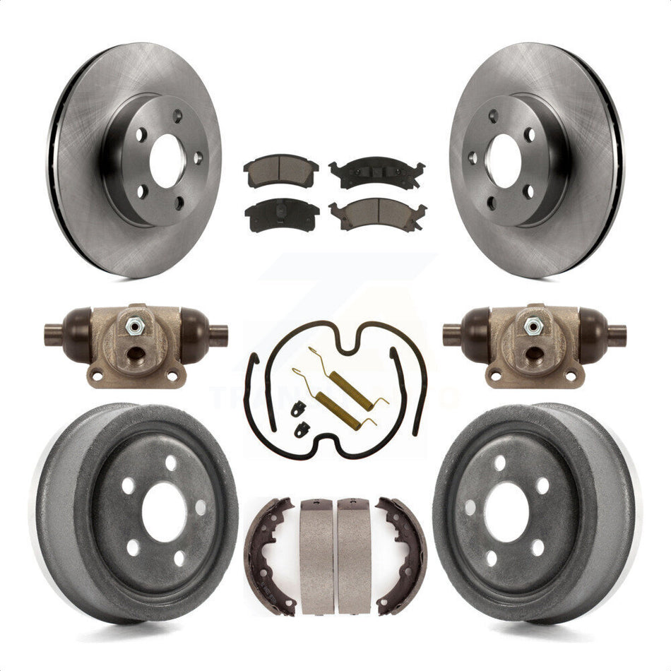 Front Rear Disc Brake Rotors Ceramic Pads And Drum Kit (9Pc) For 1996-1998 Pontiac Sunfire Except Vehicles Built USA Market K8C-103079 by Transit Auto