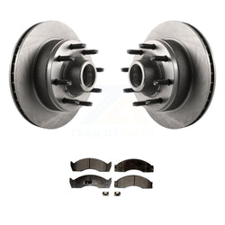 Front Disc Brake Rotors Hub Assembly And Semi-Metallic Pads Kit For 2000-2002 Ford E-450 Econoline Super Duty With Single Rear Wheels K8F-100670