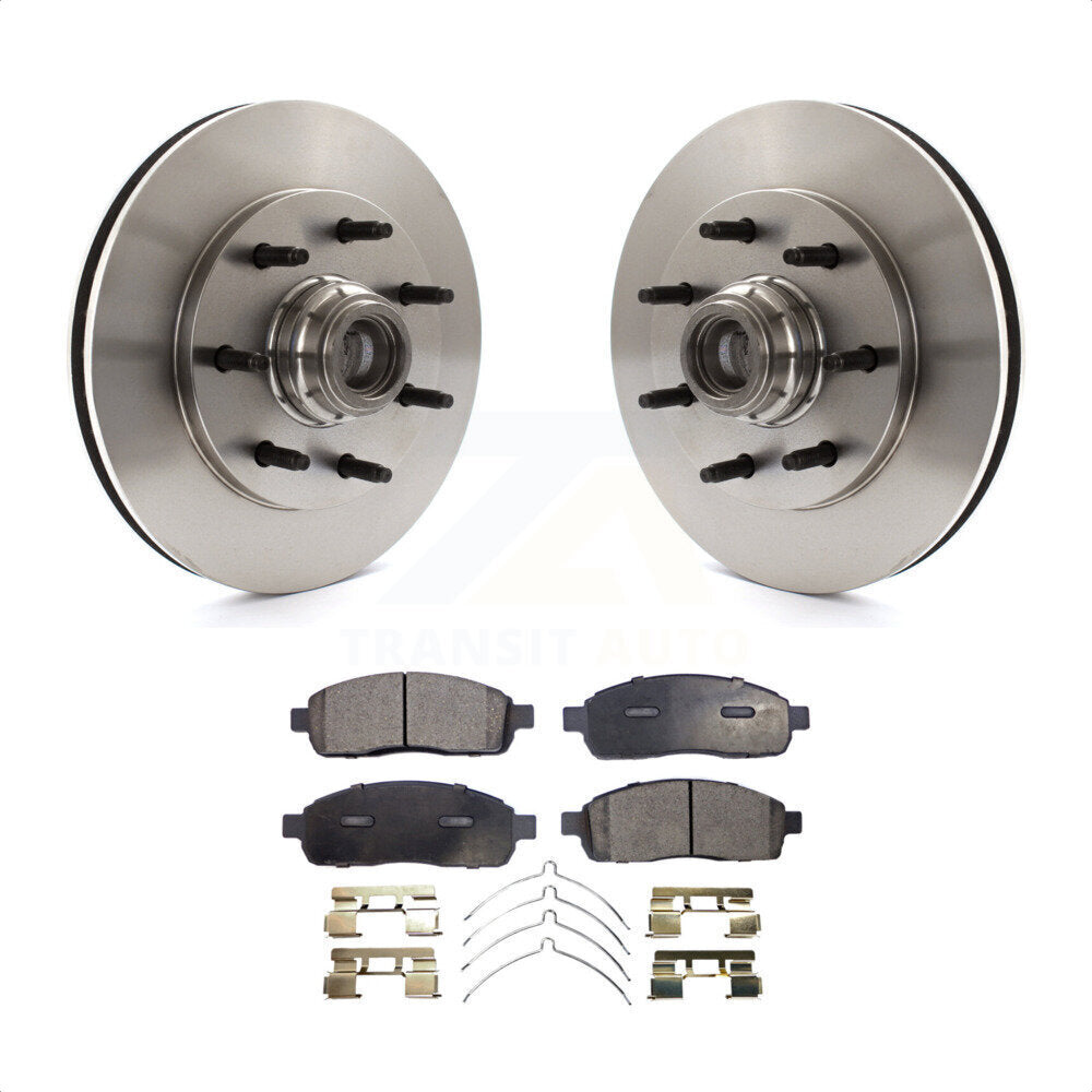 Front Disc Brake Rotors Hub Assembly And Semi-Metallic Pads Kit For 2004 Ford F-150 RWD With 7 Lug Wheels 11th Digit Of Vin Is C K8F-100679 by Transit Auto