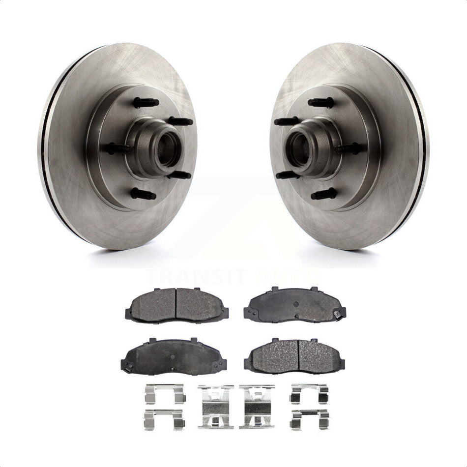 Front Disc Brake Rotors Hub Assembly And Semi-Metallic Pads Kit For Ford F-150 K8F-100686 by Transit Auto