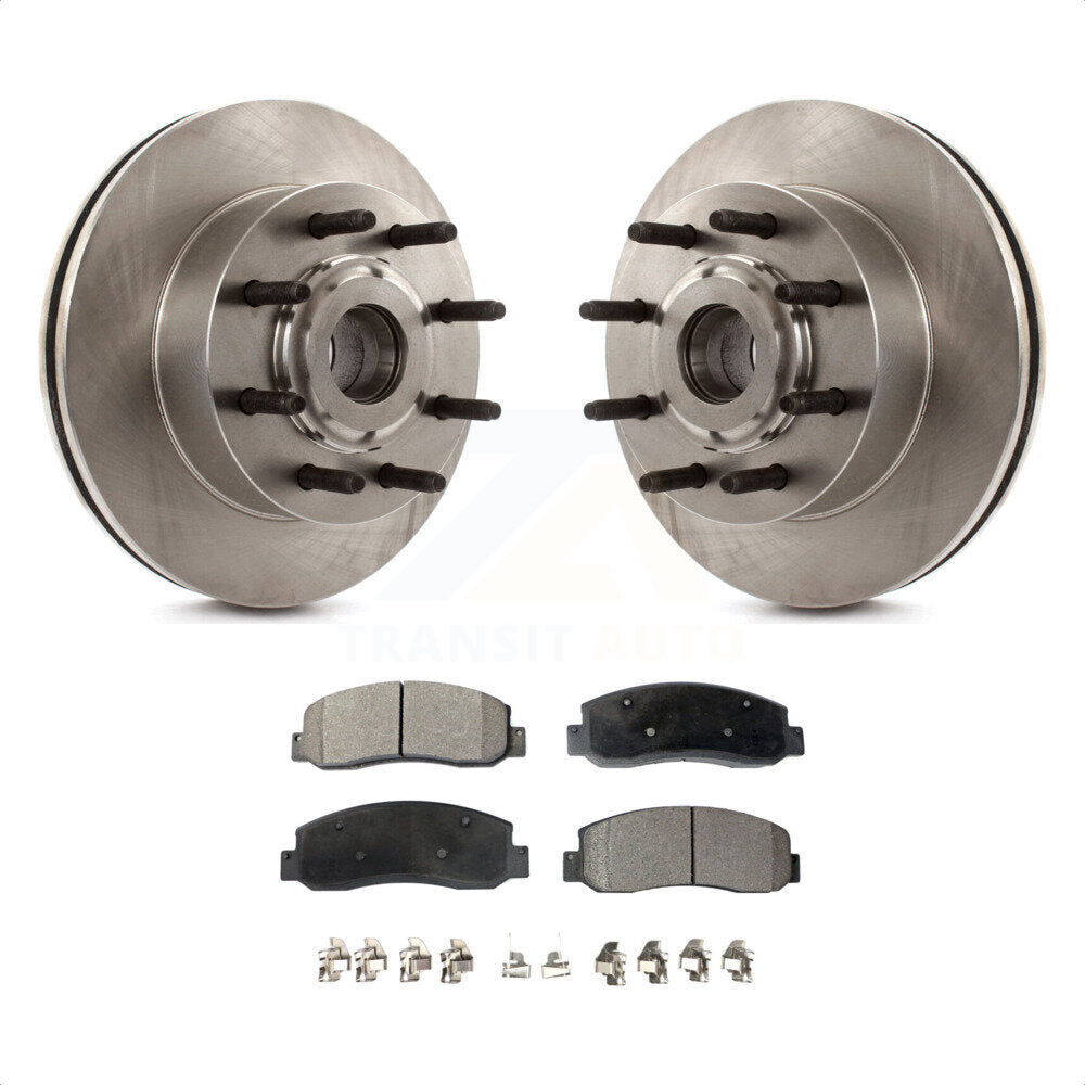 Front Disc Brake Rotors Hub Assembly And Semi-Metallic Pads Kit For 2005-2007 Ford F-250 Super Duty F-350 RWD K8F-100695 by Transit Auto