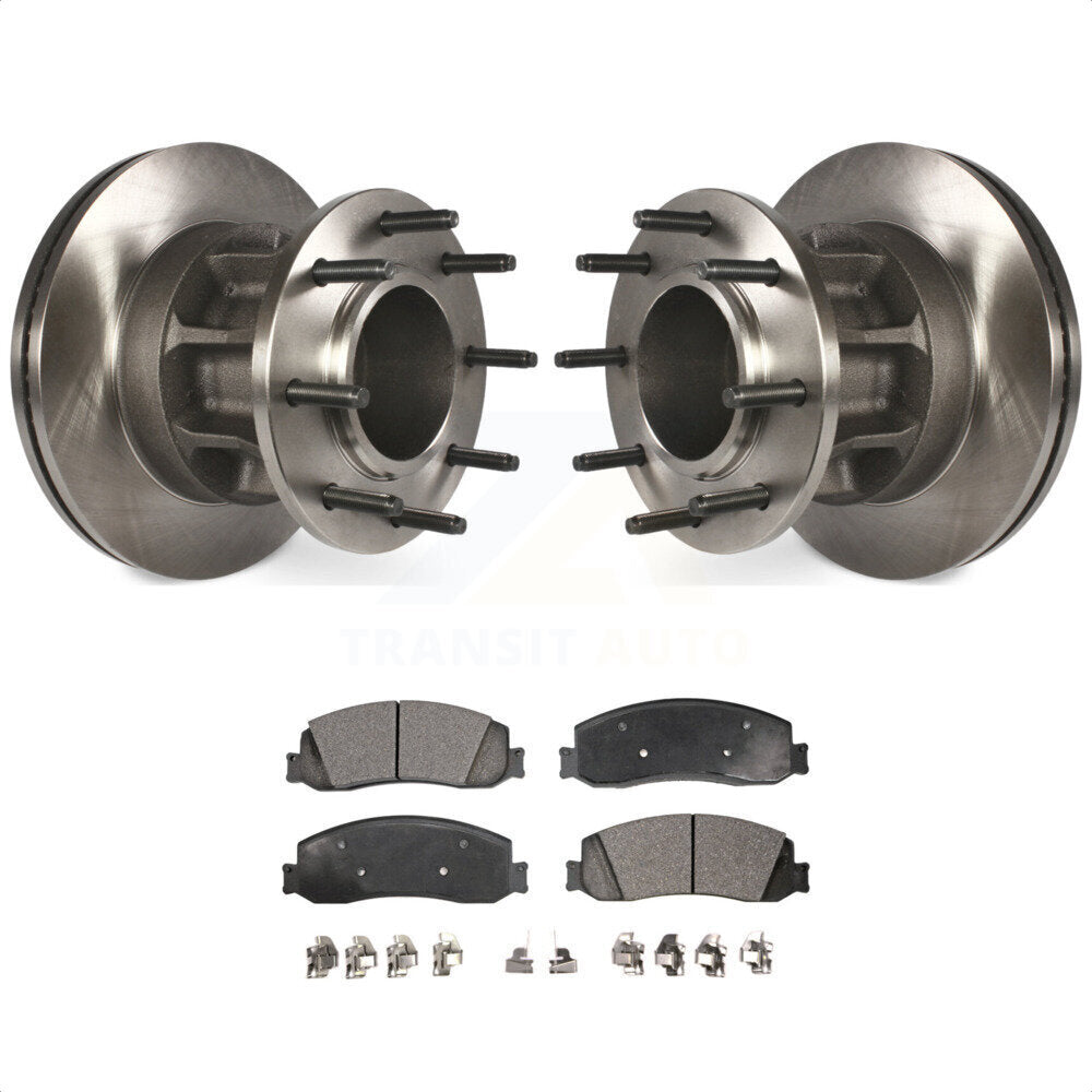 Front Disc Brake Rotors Hub Assembly And Semi-Metallic Pads Kit For Ford F-250 Super Duty F-350 With Dual Rear Wheels RWD K8F-100699 by Transit Auto