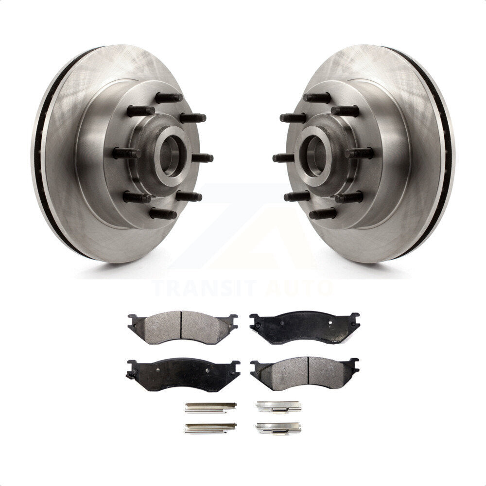 Front Disc Brake Rotors Hub Assembly And Semi-Metallic Pads Kit For 1999 Dodge Ram 1500 Van With 4000 Lb Axle K8F-100710 by Transit Auto