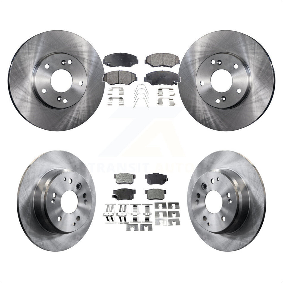 Front Rear Disc Brake Rotors And Semi-Metallic Pads Kit For 2003-2011 Honda Element K8F-101052 by Transit Auto