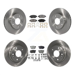 Front Rear Disc Brake Rotors And Semi-Metallic Pads Kit For Honda Civic K8F-101117