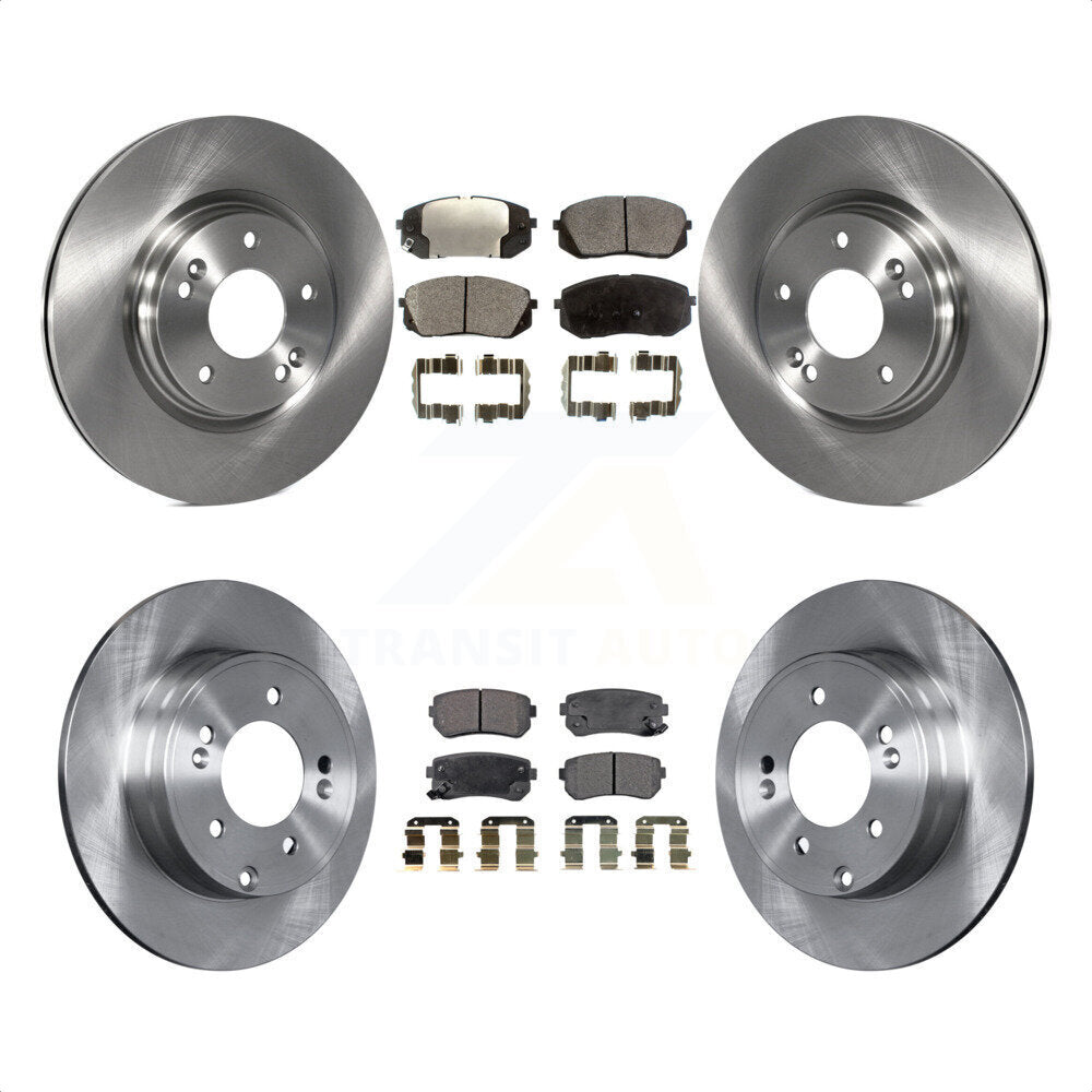 Front Rear Disc Brake Rotors And Semi-Metallic Pads Kit For 2015 Hyundai Sonata GAS engine With Manual Parking K8F-101481 by Transit Auto