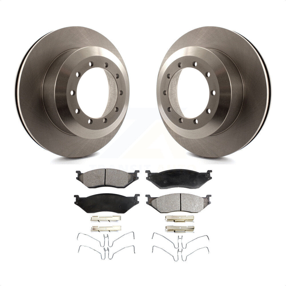 Rear Disc Brake Rotors And Semi-Metallic Pads Kit For Ford F-450 Super Duty F-550 International IC Corporation LCF CF500 CF600 TerraStar AE School Bus AC Commercial K8F-101608 by Transit Auto