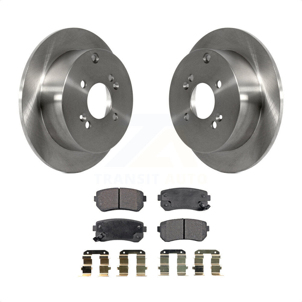 Rear Disc Brake Rotors And Semi-Metallic Pads Kit For 2006-2010 Hyundai Accent Kia Rio Rio5 K8F-101816 by Transit Auto