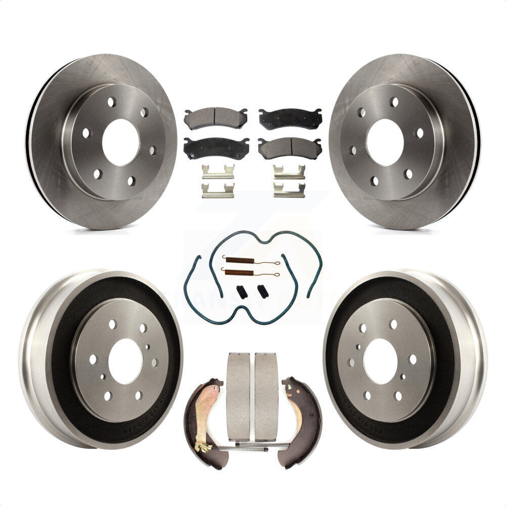 Front Rear Disc Brake Rotors Semi-Metallic Pads And Drum Kit (7Pc) For Chevrolet Silverado 1500 GMC Sierra Classic K8F-102000 by Transit Auto