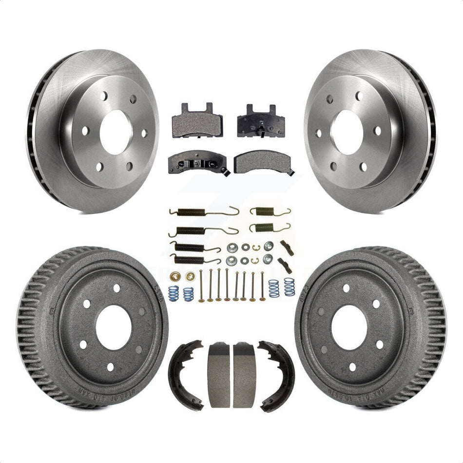 Front Rear Disc Brake Rotors Semi-Metallic Pads And Drum Kit (7Pc) For 1995-1997 GMC Yukon 2 doors with 4WD DIESEL engine With 11" Diameter K8F-102021 by Transit Auto