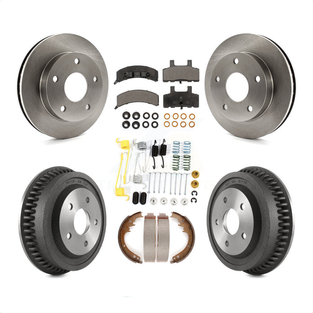 Front Rear Disc Brake Rotors Semi-Metallic Pads And Drum Kit (7Pc) For 1994-1999 Dodge Ram 1500 4WD K8F-102044 by Transit Auto