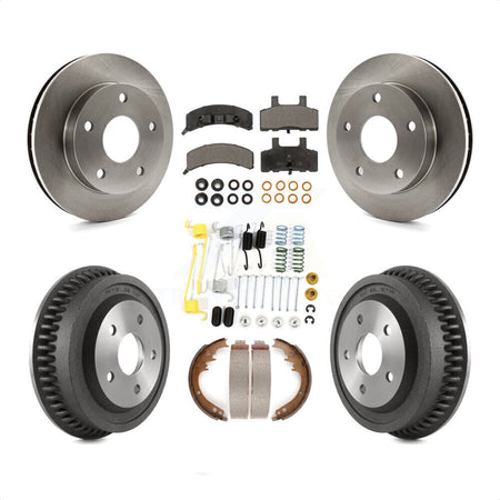 Front Rear Disc Brake Rotors Semi-Metallic Pads And Drum Kit (7Pc) For 1994-1999 Dodge Ram 1500 4WD K8F-102044 by Transit Auto