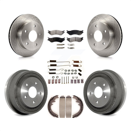 Front Rear Disc Brake Rotors Semi-Metallic Pads And Drum Kit (7Pc) For 2000-2001 Dodge Ram 1500 4WD K8F-102050 by Transit Auto