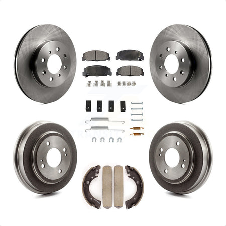 Front Rear Disc Brake Rotors Semi-Metallic Pads And Drum Kit (7Pc) For 1997 Honda Civic LX with 4-Wheel ABS K8F-102069 by Transit Auto