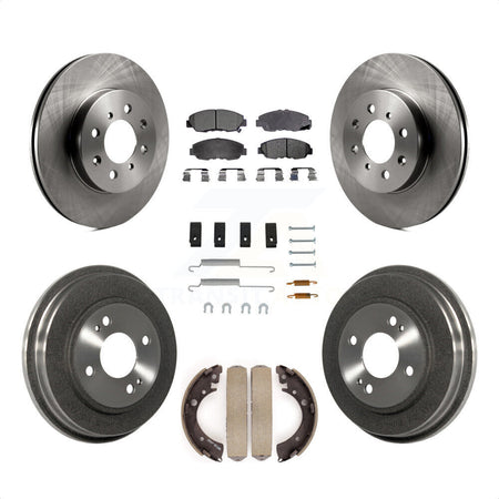 Front Rear Disc Brake Rotors Semi-Metallic Pads And Drum Kit (7Pc) For Honda Civic K8F-102074 by Transit Auto