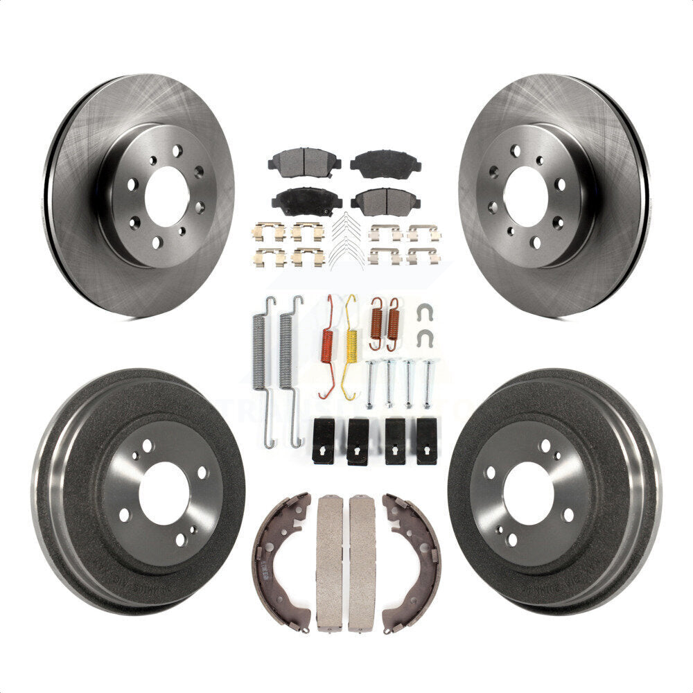 Front Rear Disc Brake Rotors Semi-Metallic Pads And Drum Kit (7Pc) For Honda Fit K8F-102075 by Transit Auto