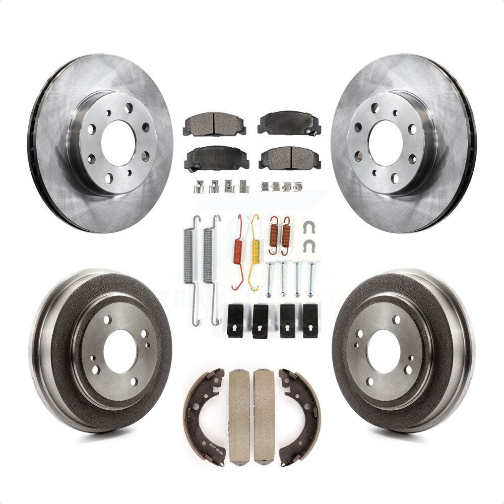 Front Rear Disc Brake Rotors Semi-Metallic Pads And Drum Kit (7Pc) For Honda Civic K8F-102078 by Transit Auto