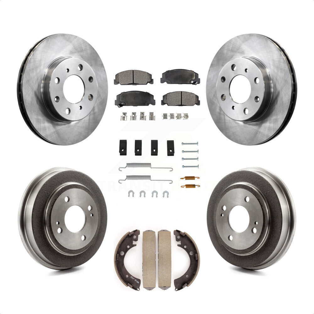 Front Rear Disc Brake Rotors Semi-Metallic Pads And Drum Kit (7Pc) For Honda Civic K8F-102079 by Transit Auto