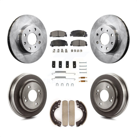 Front Rear Disc Brake Rotors Semi-Metallic Pads And Drum Kit (7Pc) For Honda Civic K8F-102079 by Transit Auto