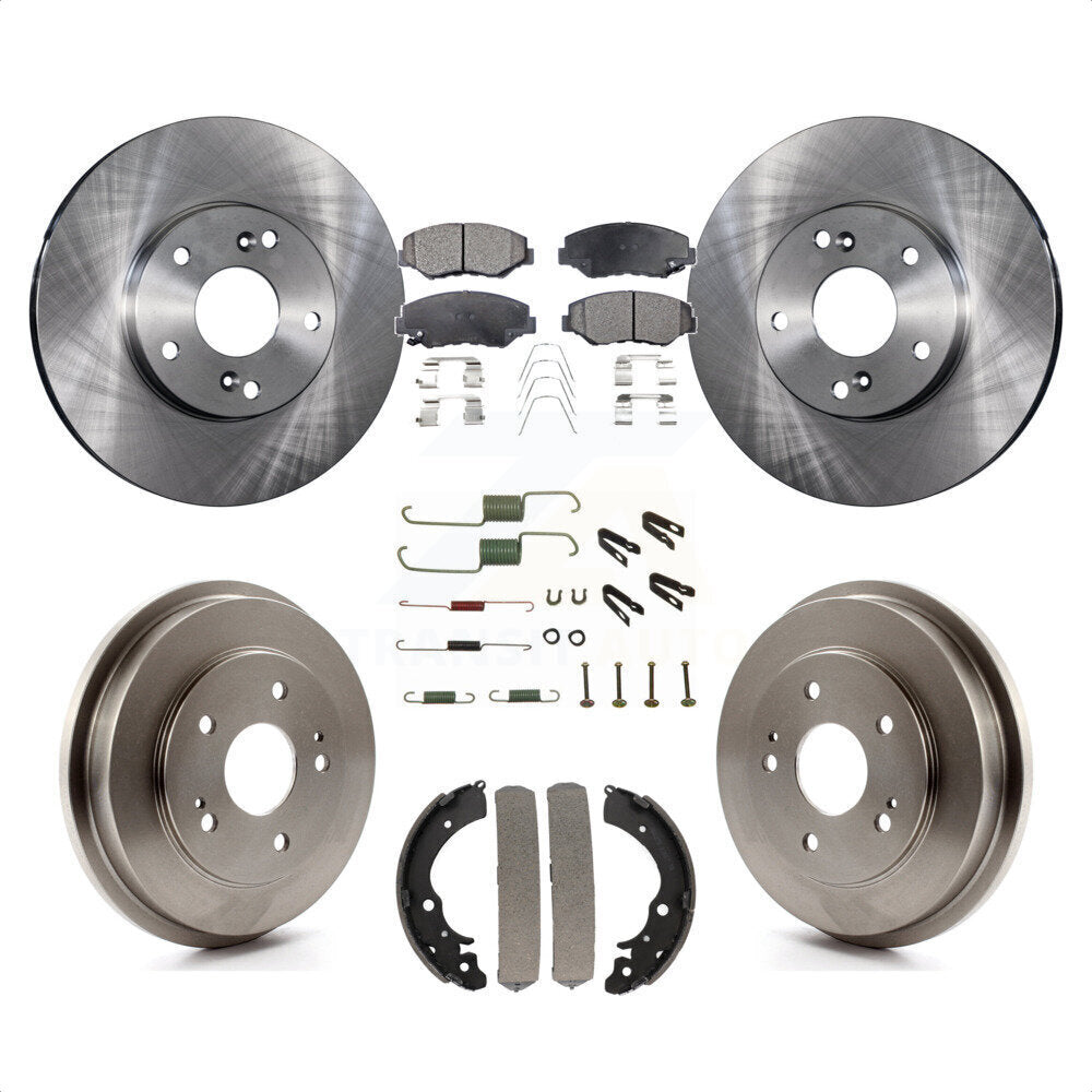 Front Rear Disc Brake Rotors Semi-Metallic Pads And Drum Kit (7Pc) For Honda Accord Fit K8F-102102 by Transit Auto