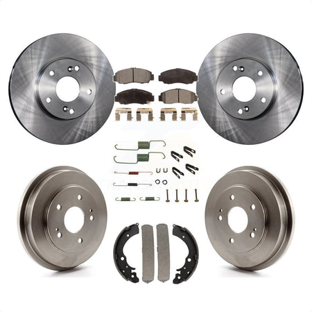 Front Rear Disc Brake Rotors Semi-Metallic Pads And Drum Kit (7Pc) For Honda Accord Civic K8F-102103 by Transit Auto