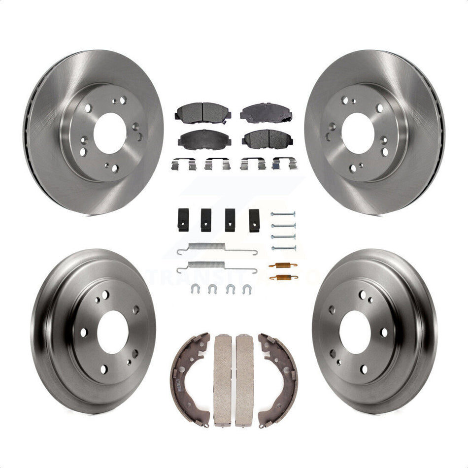 Front Rear Disc Brake Rotors Semi-Metallic Pads And Drum Kit (7Pc) For Honda Civic K8F-102118 by Transit Auto