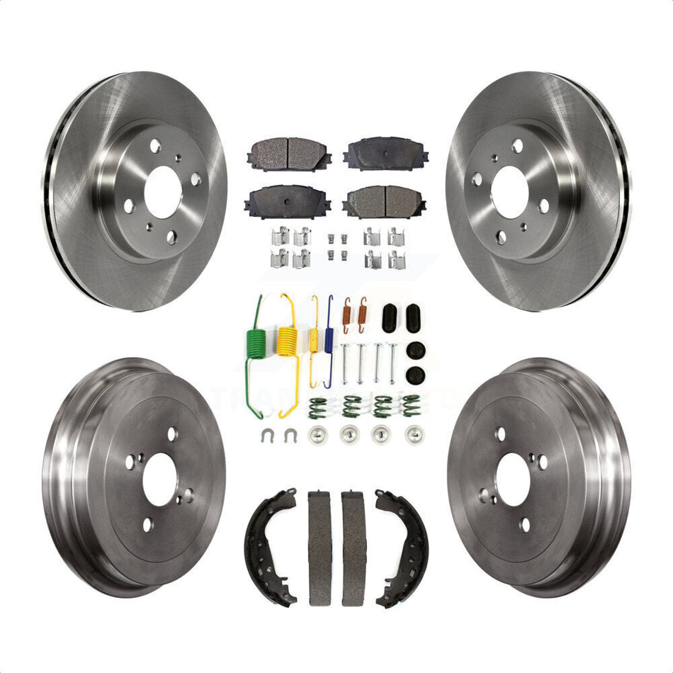 Front Rear Disc Brake Rotors Semi-Metallic Pads And Drum Kit (7Pc) For Toyota Yaris K8F-102137 by Transit Auto