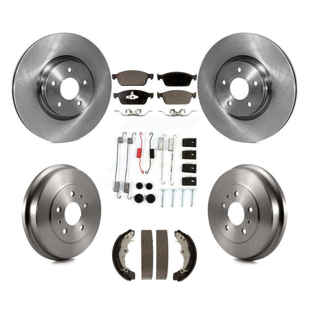 Front Rear Disc Brake Rotors Semi-Metallic Pads And Drum Kit (7Pc) For 2013 Ford Focus ST FMSI=1004 K8F-102139 by Transit Auto